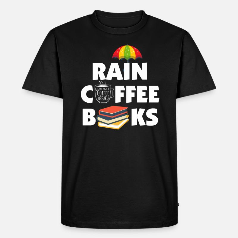 Rain Coffee Books - Männer Premium Bio T-Shirt - Schwarz