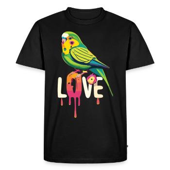 L’amour des perruches : un cœur pour les perruches - T-shirt Premium bio Homme - noir - Devant - Nico (187cm)
