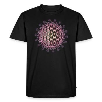 Fleur de vie, Géométrie sacrée, yoga, symbole - T-shirt Premium bio Homme - noir - Devant - Nico (187cm)