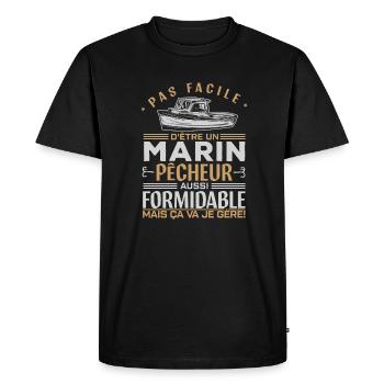 Humour métier | Marin pêcheur formidable - T-shirt Premium bio Homme - noir - Devant - Nico (187cm)
