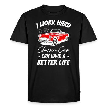 La voiture classique peut avoir une vie meilleure - T-shirt Premium bio Homme - noir - Devant - Nico (187cm)