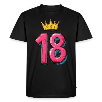 18 Nombre Couronne - T-shirt Premium bio Homme - noir - Devant - Nico (187cm)