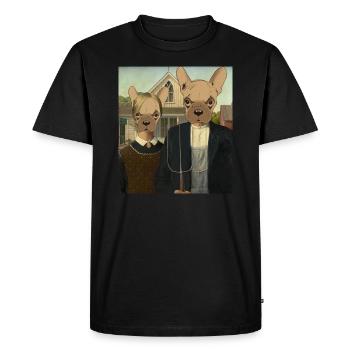 The Frenchies American - Men's Premium Organic T-Shirt - black - Front - Nico (187cm)