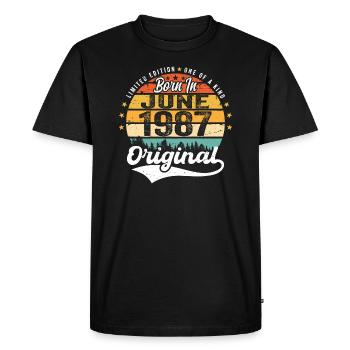 Born in June 1987 Birthday Gift June 1987 - Men's Premium Organic T-Shirt - black - Front - Nico (187cm)
