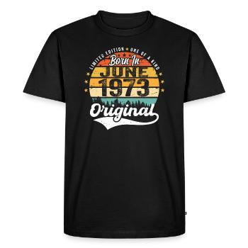 Né en Juin 1973 Cadeau d’anniversaire Juin 1973 - T-shirt Premium bio Homme - noir - Devant - Nico (187cm)