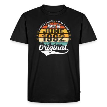 Born in June 1992 Birthday Gift June 1992 - Men's Premium Organic T-Shirt - black - Front - Nico (187cm)
