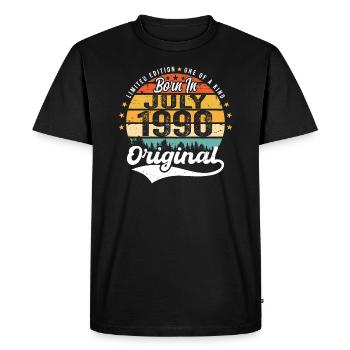 1990 Juillet - années de grandeur depuis juillet 1990 - T-shirt Premium bio Homme - noir - Devant - Nico (187cm)