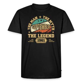 Légendaire depuis septembre 1961 Rétro 1961 Septembre - T-shirt Premium bio Homme - noir - Devant - Nico (187cm)