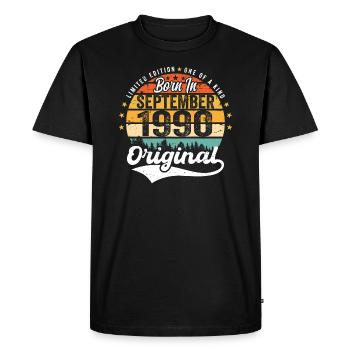 Septembre 1990 Jubilé 1990 Septembre - T-shirt Premium bio Homme - noir - Devant - Nico (187cm)