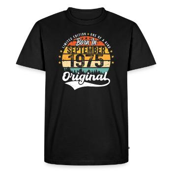 Septembre 1975 Jubilé 1975 Septembre - T-shirt Premium bio Homme - noir - Devant - Nico (187cm)