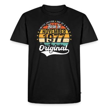 Légendaire depuis novembre 1977 - 1977 - T-shirt Premium bio Homme - noir - Devant - Nico (187cm)