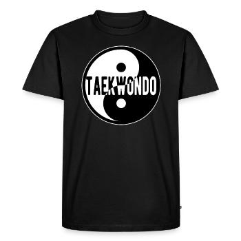Taekwondo Yin Yang Logo Arts Martiaux Japon - T-shirt Premium bio Homme - noir - Devant - Nico (187cm)