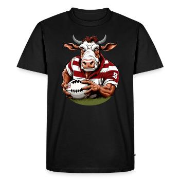 Joueur de rugby Vache - T-shirt Premium bio Homme - noir - Devant - Nico (187cm)