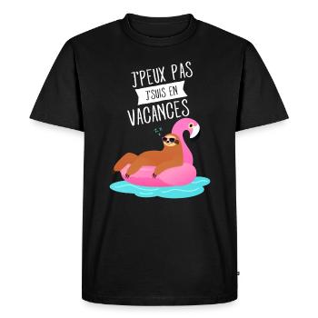 J'peux Pas - Paresseux Flamant Rose Rouge - T-shirt Premium bio Homme - noir - Devant - Nico (187cm)