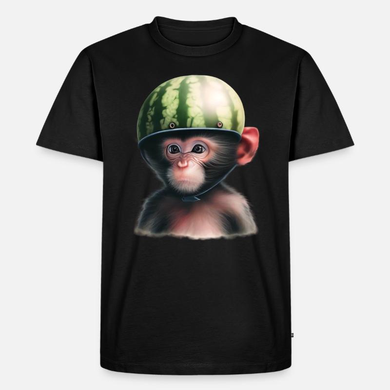 Singe à la pastèque - T-shirt Premium bio Homme - noir