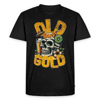Old but Gold with Skull Cocktail - Men's Premium Organic T-Shirt - black - Front - Nico (187cm)