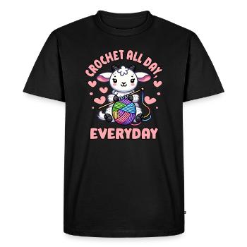 Crochet All Day Goat Funny Knitting - Men's Premium Organic T-Shirt - black - Front - Nico (187cm)