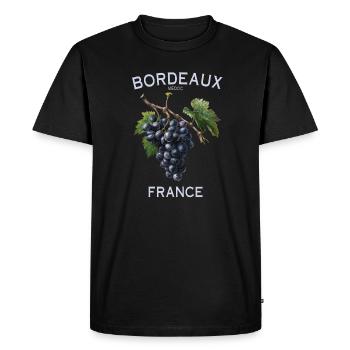 Bordeaux Médoc France Grape Vineyard Art - Men's Premium Organic T-Shirt - black - Front - Nico (187cm)