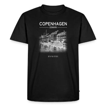 Copenhague Danemark Port de Nyhavn Art Port de Nyhavn - T-shirt Premium bio Homme - noir - Devant - Nico (187cm)