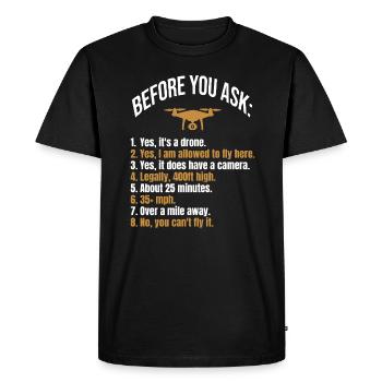 Avant de demander à Drone - T-shirt Premium bio Homme - noir - Devant - Nico (187cm)