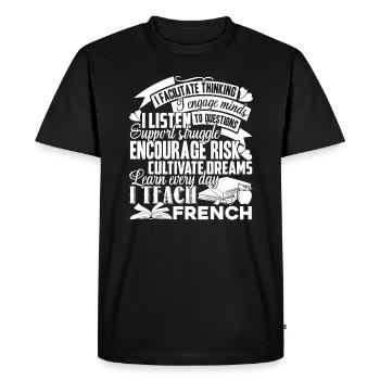 J’enseigne Français - T-shirt Premium bio Homme - noir - Devant - Nico (187cm)