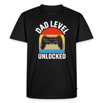 Gamer Dad Level Unlocked Vintage Style - Men's Premium Organic T-Shirt - black - Front - Nico (187cm)