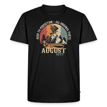 Août 1977 Vintage Retro Birthday Gift 1977 - T-shirt Premium bio Homme - noir - Devant - Nico (187cm)
