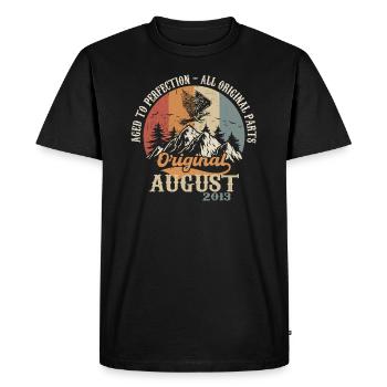 Août 2013 Vintage Retro Cadeau d’Anniversaire 2013 - T-shirt Premium bio Homme - noir - Devant - Nico (187cm)
