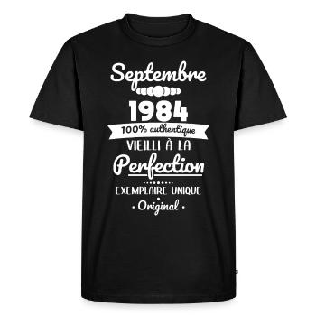 40th Anniversary - September 1984 Original - Men's Premium Organic T-Shirt - black - Front - Nico (187cm)