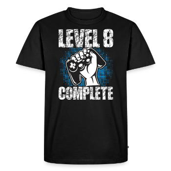 Niveau 8 Cadeau d’anniversaire complet 8 ans Joueur - T-shirt Premium bio Homme - noir - Devant - Nico (187cm)