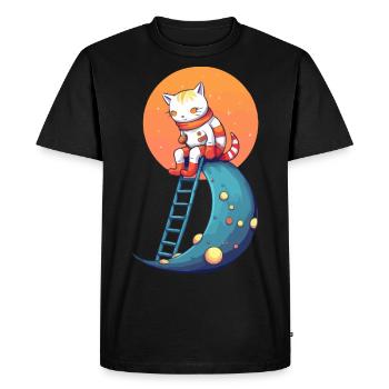 Ikk le chat sur la lune - T-shirt Premium bio Homme - noir - Devant - Nico (187cm)