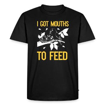 Les oiseaux nourrissent les oisillons - parents - T-shirt Premium bio Homme - noir - Devant - Nico (187cm)