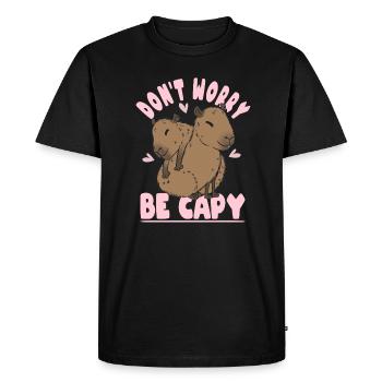 Capybara Don't Worry Be Capy Panama-Capybara - Men's Premium Organic T-Shirt - black - Front - Nico (187cm)