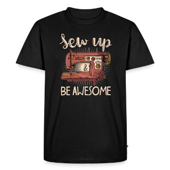 Sew Up And Be Awesome - Coudre, crochet, Machine à coudre - T-shirt Premium bio Homme - noir - Devant - Nico (187cm)