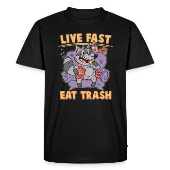 Fast Live, Eat Trash - Sur le canapé avec des chips - T-shirt Premium bio Homme - noir - Devant - Nico (187cm)