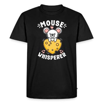 Mouse Whisperer - Souris au cœur de fromage - T-shirt Premium bio Homme - noir - Devant - Nico (187cm)