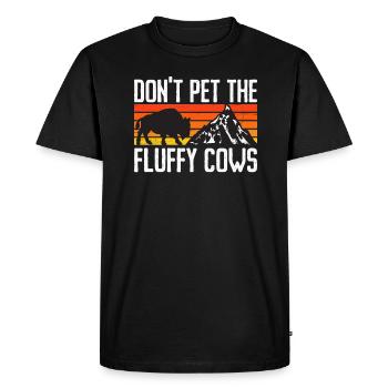 Retro buffalo with mountain - Don't pet the fluffy cows - Men's Premium Organic T-Shirt - black - Front - Nico (187cm)