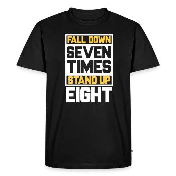 Tomber sept fois, se relever huit fois. Motivation - T-shirt Premium bio Homme - noir - Devant - Nico (187cm)