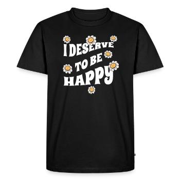 I deserve to be happy - Positive vibes - Men's Premium Organic T-Shirt - black - Front - Nico (187cm)