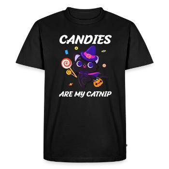 Les bonbons pour chats d’Halloween sont mon herbe à chat - T-shirt Premium bio Homme - noir - Devant - Nico (187cm)