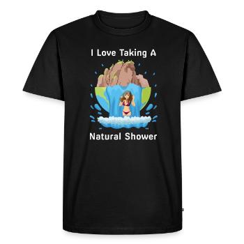 Femme sous cascade - douche naturelle - T-shirt Premium bio Homme - noir - Devant - Nico (187cm)