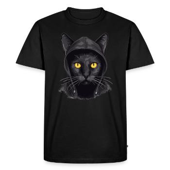 Tête de chat Noir Chat Bombay Chat heureux Chats - T-shirt Premium bio Homme - noir - Devant - Nico (187cm)