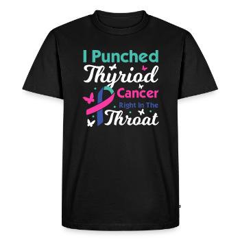 Thyroid Cancer Awareness - Men's Premium Organic T-Shirt - black - Front - Nico (187cm)