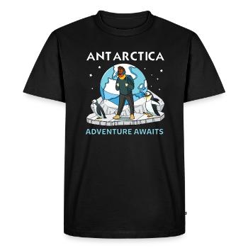 Antarctica Adventure Awaits Penguins Camper - Men's Premium Organic T-Shirt - black - Front - Nico (187cm)