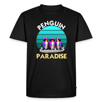 Funny Colorful Penguin Group Paradise - Men's Premium Organic T-Shirt - black - Front - Nico (187cm)