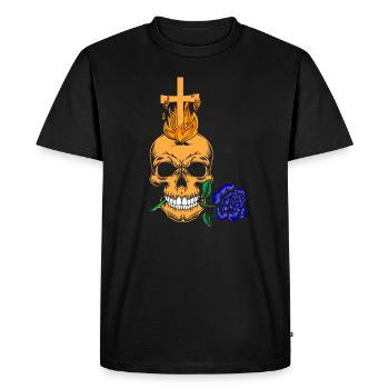 Vintage Gothic Blue Rose Skeleton - Men's Premium Organic T-Shirt - black - Front - Nico (187cm)