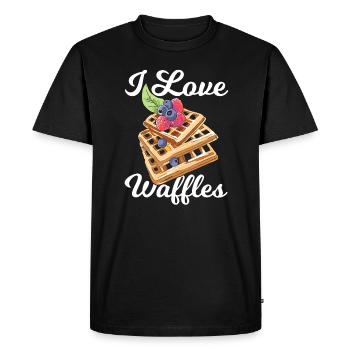 Waffle Love - Gaufre Belge - T-shirt Premium bio Homme - noir - Devant - Nico (187cm)