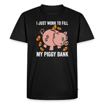 A workhorse's dream: Filling the piggy bank - Men's Premium Organic T-Shirt - black - Front - Nico (187cm)