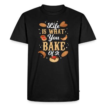 Life Is What You Bake Of It Design - Men's Premium Organic T-Shirt - black - Front - Nico (187cm)