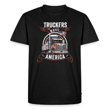 Truckers Move America Powerfully - Men's Premium Organic T-Shirt - black - Front - Nico (187cm)
